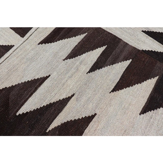Modern Kilim With Browns and White by Keivan Woven Arts 7'9 X 9'8 For Sale - Image 10 of 11