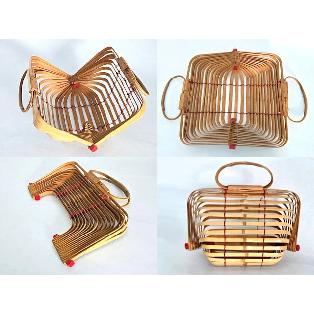 Tan 1940s Japanese Bamboo Lobster Cage Basket/Purse For Sale - Image 8 of 12