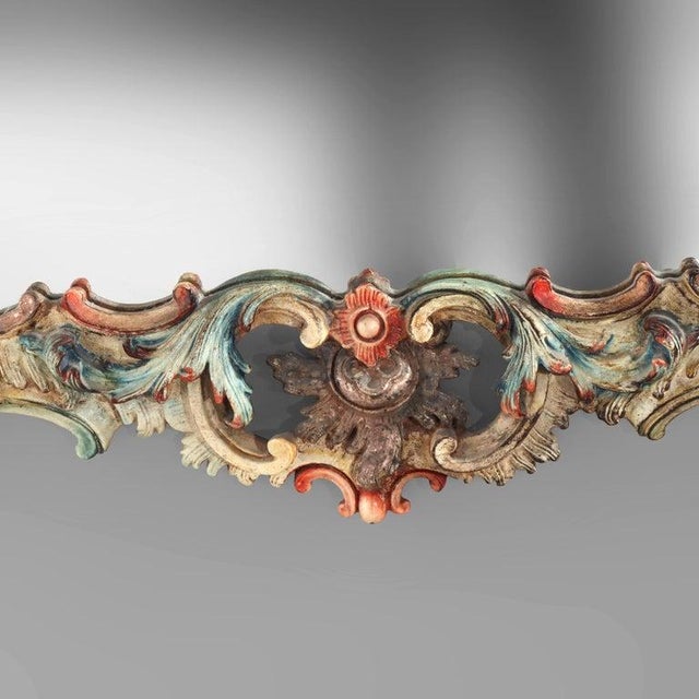 Niccolini Large 54" French Niccolini Louis XIV Style Polychromed Mirror Signed 20thC For Sale - Image 4 of 15