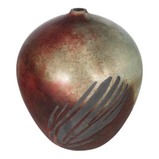 Late 20th Century Andrew Berends Raku Art Pottery Vase For Sale