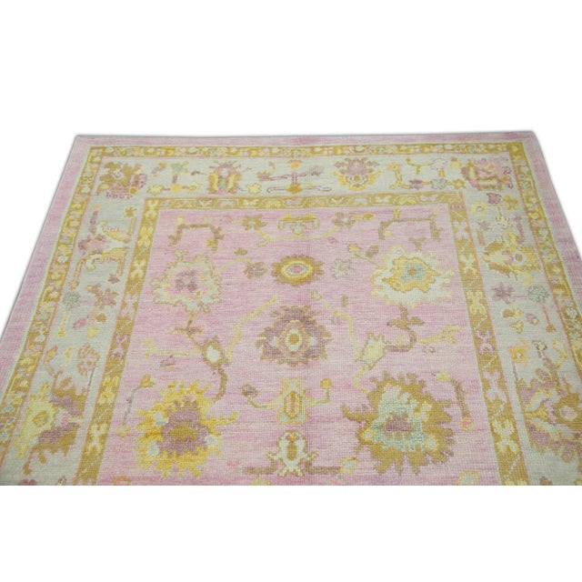 Pink Handwoven Turkish Oushak Rug 5'3" X 7'2" For Sale - Image 4 of 5