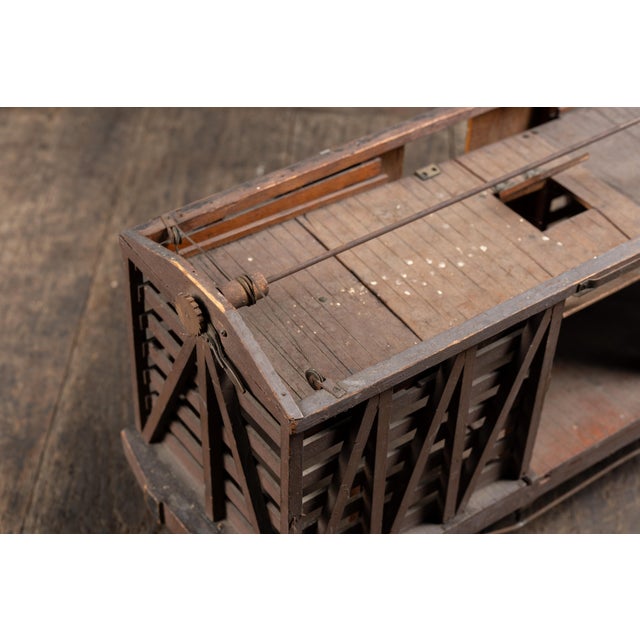 Brown Antique Handmade Pennsylvania Railroad Stock Car Model For Sale - Image 8 of 13