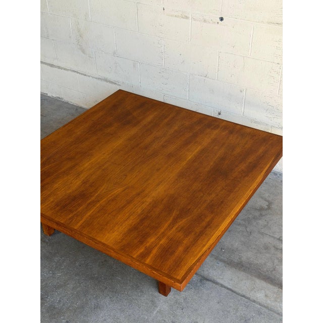 Large Danish Mid Century Modern Oak Square Coffee Table Scandinavian Low Table For Sale In Los Angeles - Image 6 of 9