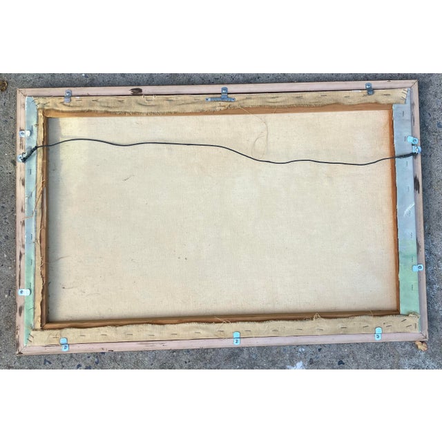 1970’s Original Modernist Large Floral Still Life Painting Original Frame Signed For Sale - Image 4 of 4