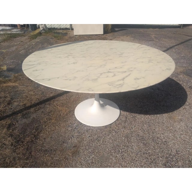 Late 20th Century Late 20th Century 60" Marble Top Saarinen Style Tulip Dining Table For Sale - Image 5 of 6