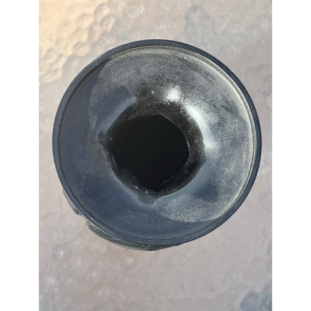 1930s Art Deco Tiffin Black Glass Vase For Sale - Image 4 of 4