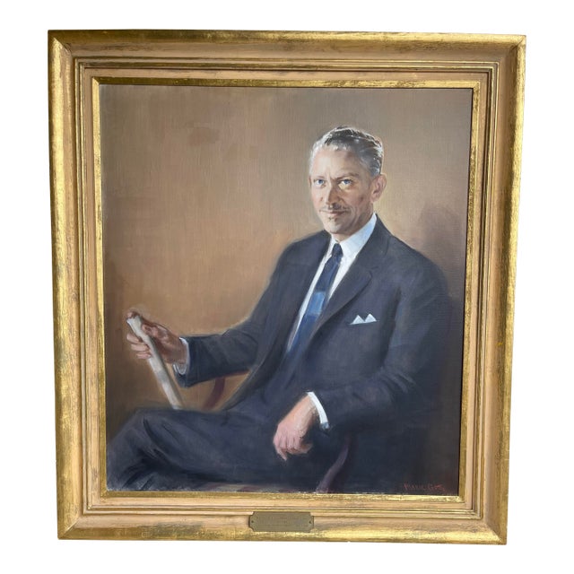 Internationally Renowned Artist Marie Goth’s 1923 Monumental Oil Portrait of Hoosier Businessman Arthur S. Overbay For Sale