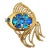 Vintage Signed Napier Goldtone Faux-Sapphire & Faux-Aquamarine Fish Brooch For Sale