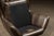 MCM Tufted Leather Wingback Swivel Chair With Ottoman in Grey For Sale - Image 11 of 12