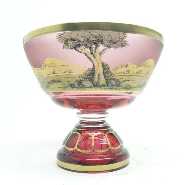Hand-Painted Biedermeier Bowl on Stand from Ergermann, Germany, 19th Century For Sale - Image 11 of 11