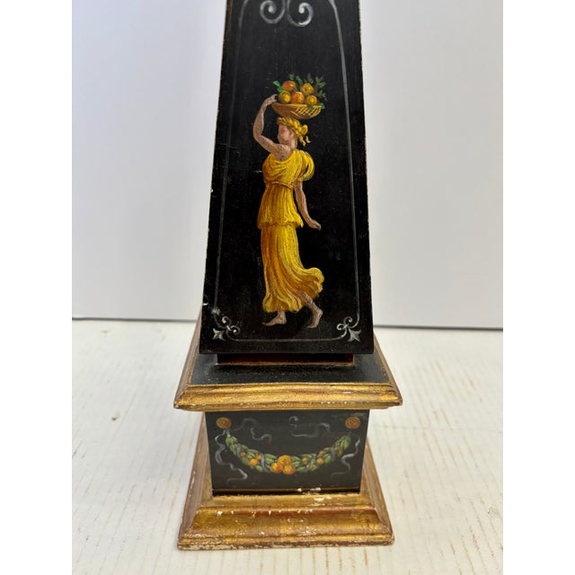 Black Vintage Italian Hand Painted Obelisk For Sale - Image 8 of 14