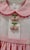 Nursery Art: Women's Exchange Pink Cherry Dress Framed in a White Wood Shadow Box For Sale - Image 4 of 10