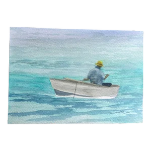 Signed Original Watercolor Seascape by Nancy Smith "The Fisherman"