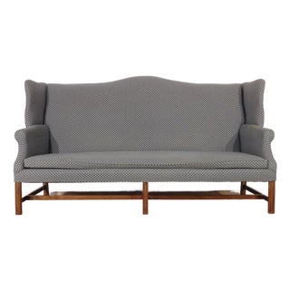 Vintage 1970s Copy of Antique English 18th C. Wing Back Chippendale Sofa Settle For Sale
