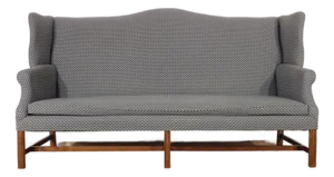 Vintage 1970s Copy of Antique English 18th C. Wing Back Chippendale Sofa Settle