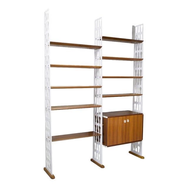 Mid-Century Misia Arte Teak & Lacquered Metal Bookshelf, 1960s For Sale