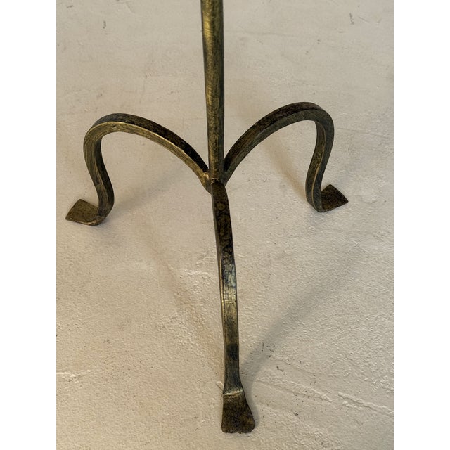 Spanish Spanish Hand-Forged Iron Drinks Table With Hammered Top and Gold Patina For Sale - Image 3 of 13