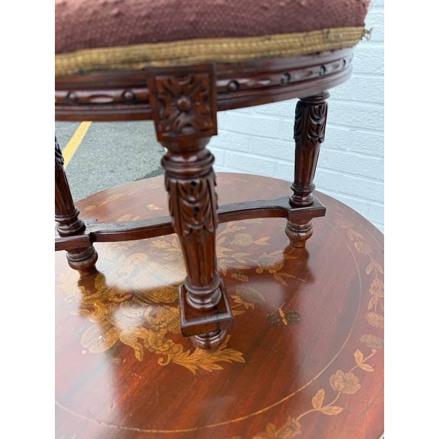 Victorian Antique Victorian French Louis XVI Style Carved Walnut Oval Footstool For Sale - Image 3 of 11