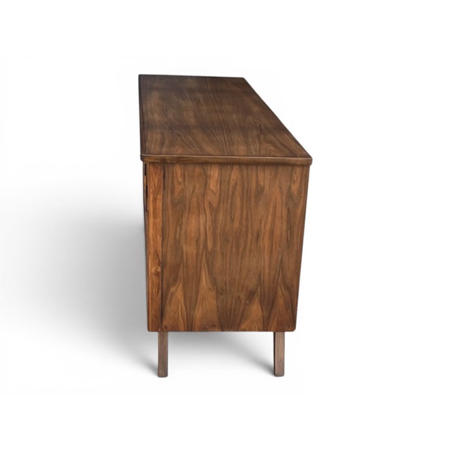 Restored Mid-Century Modern Walnut Media Console With Cane & Tambour Doors For Sale - Image 10 of 11