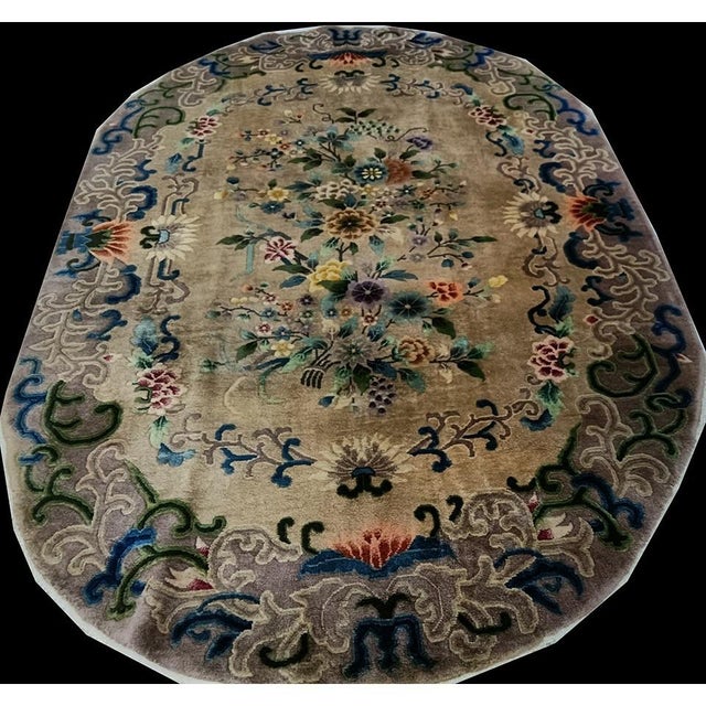 Antique Art Deco Hallway Runner Wool Ivory Rug, Circa Date: 1920s. This exceptional piece captures the transitional...