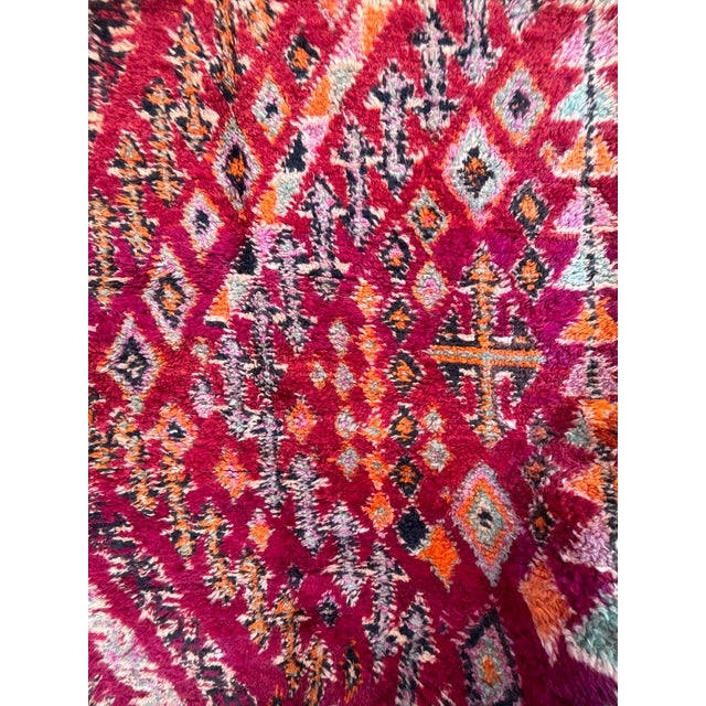 2020s Large Vintage Beni M’Guild Moroccan Rug – Handwoven Tribal Wool Carpet in Deep Red and Saffron For Sale - Image 5 of 11