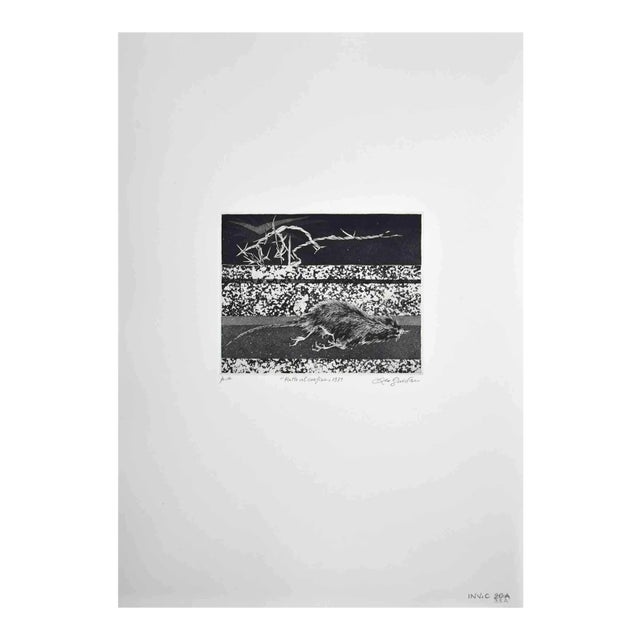 Leo Guida, Rat on the Border, Original Etching, 1971 For Sale