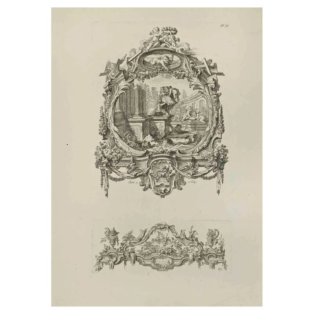 Pierre-Edme Babel, Dreamy Landscape, Etching, 18th Century For Sale