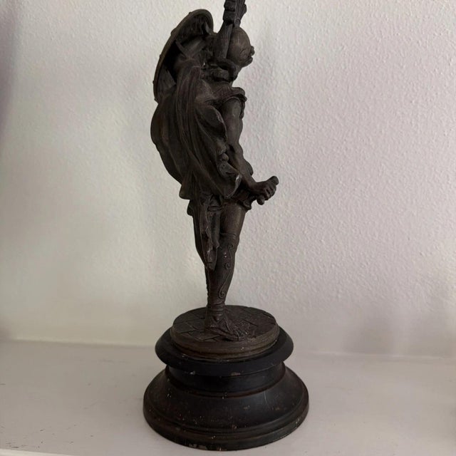 Late 19th Century Late 19th Century Roman Warrior Soldier Sculpture Statue with Shield by Ansonia For Sale - Image 5 of 5
