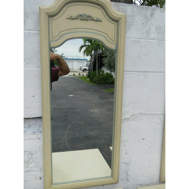 1960s French Distressed Painted Wall Bathroom Vanity Mirrors by Dixie - Pair For Sale - Image 5 of 8
