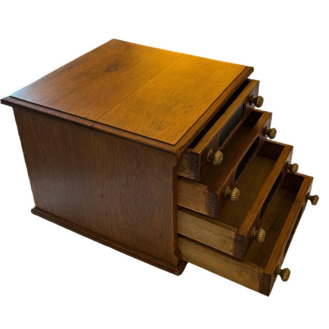Wood Antique Goff's "Best Braid Made" Oak Spool Cabinet | Circa 1900 For Sale - Image 7 of 11