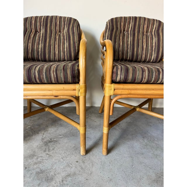 Vintage Brown Jordan Rattan and Leather Dining Chairs – Set of 4 For Sale - Image 9 of 12