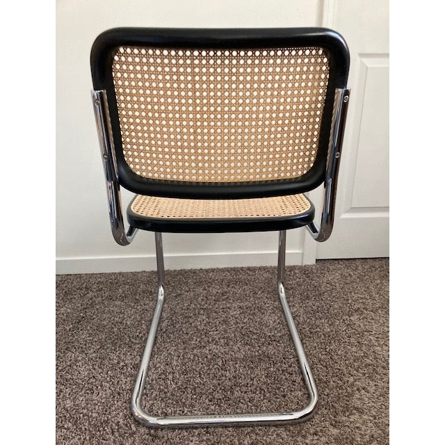1988 Thonet Classic Breuer Side Chairs – Natural Cane, 410 Black Enamel – Pair For Sale - Image 15 of 18
