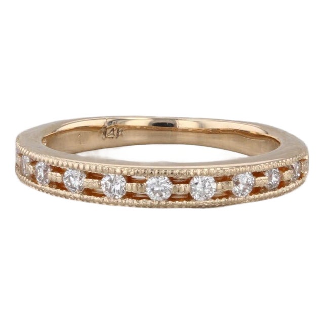 0.20ctw Diamond Wedding Ring 14k Yellow Gold Stackable Anniversary Band Size 4.5 For Sale