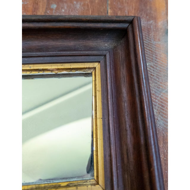 Wood 19th Century American Victorian Miniature Mirror in Walnut Frame For Sale - Image 7 of 12