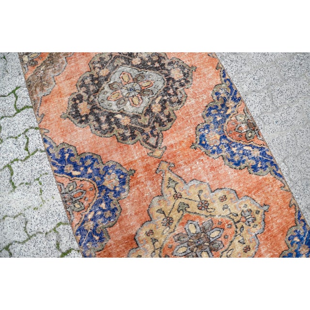 1960s Hallway Vintage Decorative Oushak Long Runner Rug For Sale - Image 4 of 11