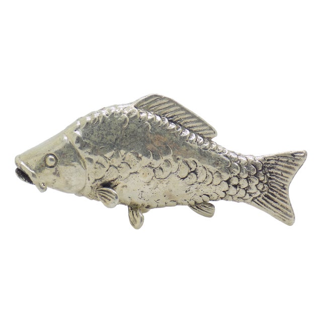 Vintage Italian Heavy Carp Fish Miniature Figurine in Silver 800, Arezzo, 1970s For Sale