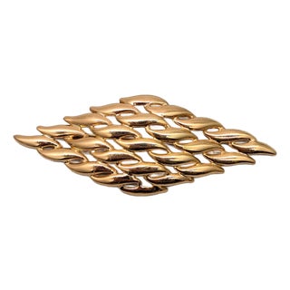 Vintage 1970 Signed Napier Goldtone Brooch For Sale