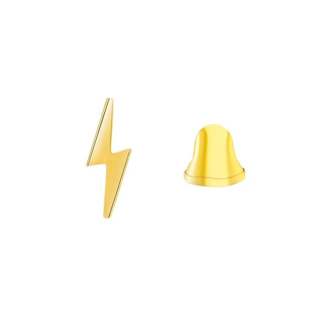 2020s 14k Solid Gold Lightning Bolt Dainty Stud Earrings in Screw Back Closure - 2 Pieces For Sale - Image 5 of 7