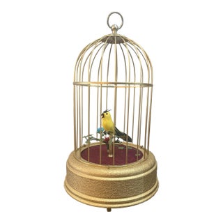 Early 20th Century West German Singing Bird Automaton in Gilded Cage For Sale