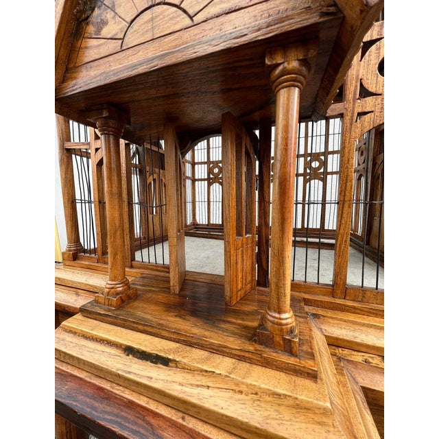 Large Wooden Bird Cage on Stand, 1900s For Sale - Image 9 of 18