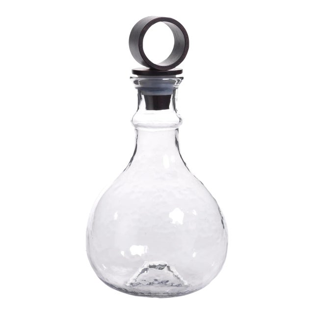 12.5" Tall Garan Hammered Glass Decanter For Sale