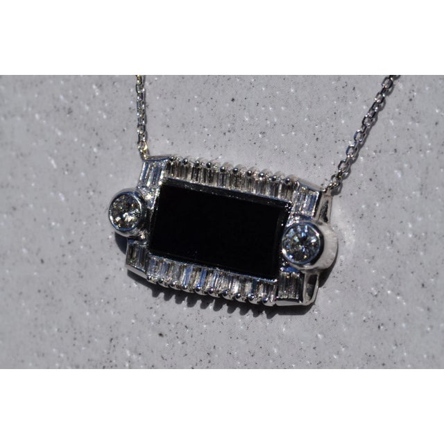 Contemporary The Rouse: Art Deco Onyx and Diamond East To West Pendant For Sale - Image 3 of 4