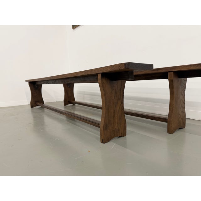 Oak Benches with Wing Legs, France, 1970s, Set of 2 For Sale - Image 12 of 18