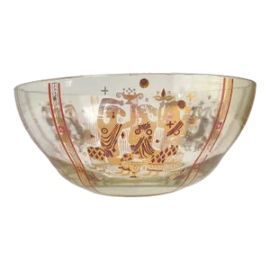 Georges Briard Olympia Large Serving Bowl Dancing Greek Figures 22Kt Gold Leaf Vintage
