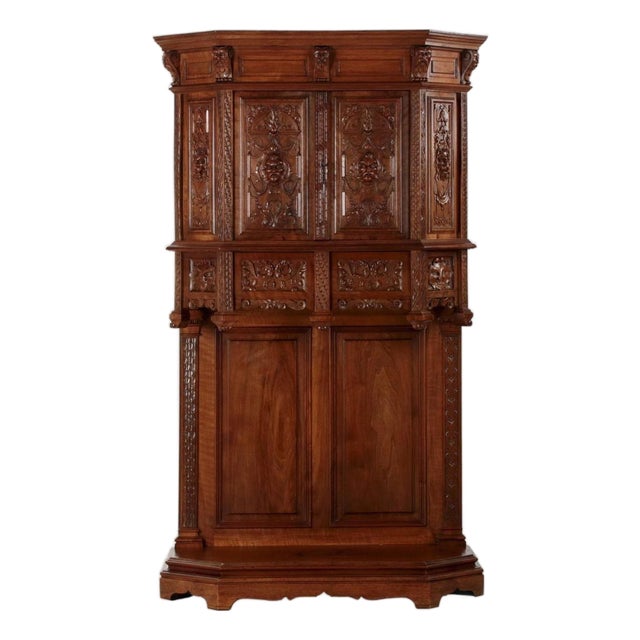 French Gothic Revival Carved Walnut Cupboard, Circa 1880 For Sale