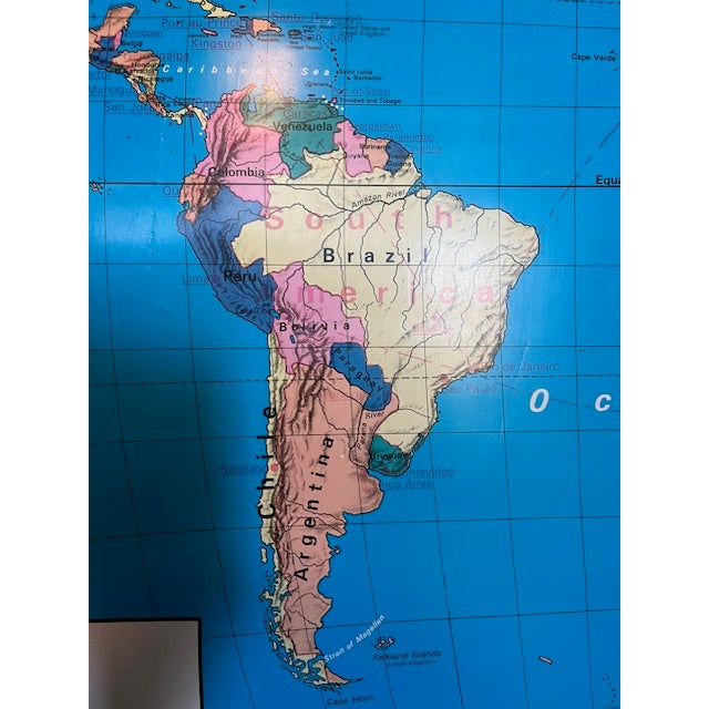 World Map Vintage School Pull-Down by Nystrom 1950s For Sale - Image 11 of 11