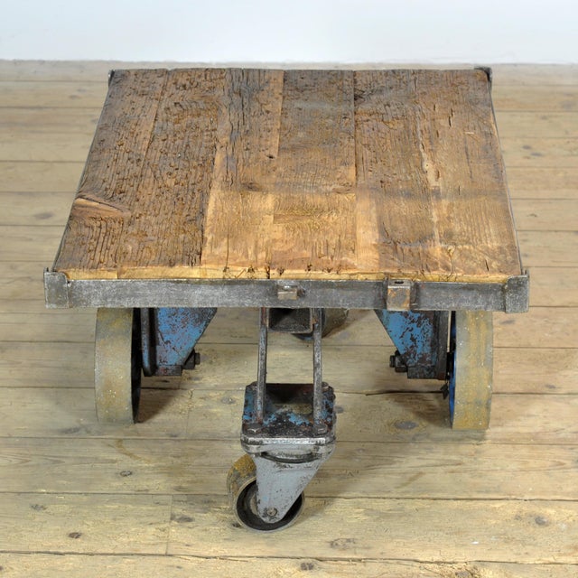Wood Industrial Iron and Pine Coffee Table, 1960s For Sale - Image 7 of 12