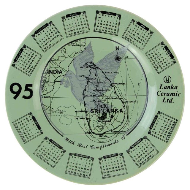 1990s Vintage Calendar Plate from Lanka, 1990s For Sale - Image 5 of 5