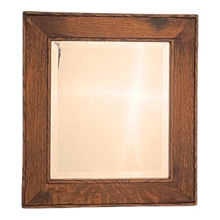 One of a Kind Quarter Sawn Oak Craftsman Mission Style Mirror For Sale