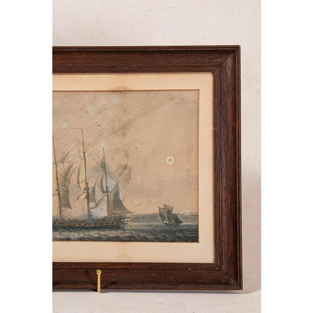 19th Century 19th Century Maritime Engraving in Oak Frame For Sale - Image 5 of 6